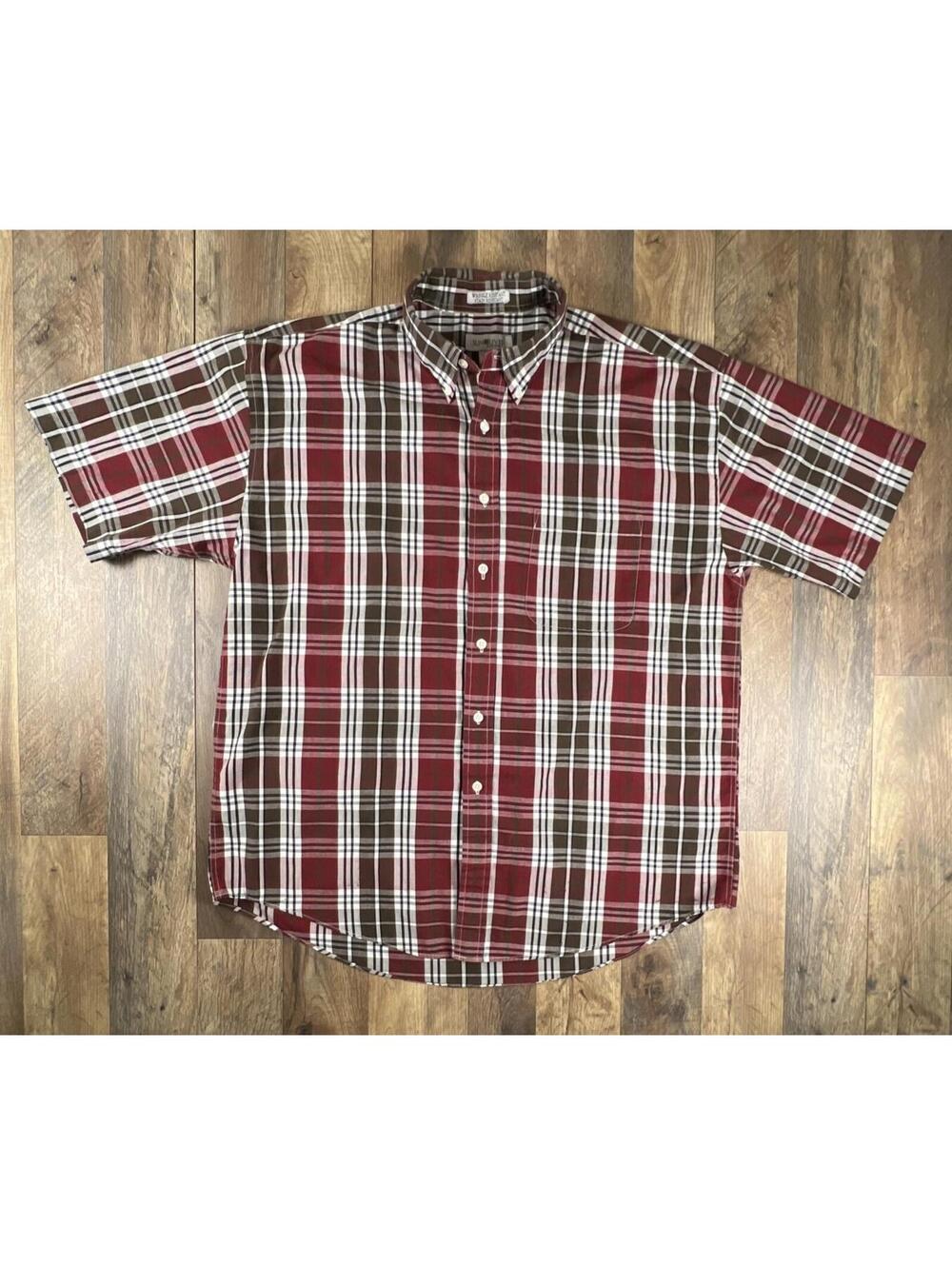 VTG Sun River Stain & Wrinkle Resistant Large Red Plaid Short sleeve Lightweight